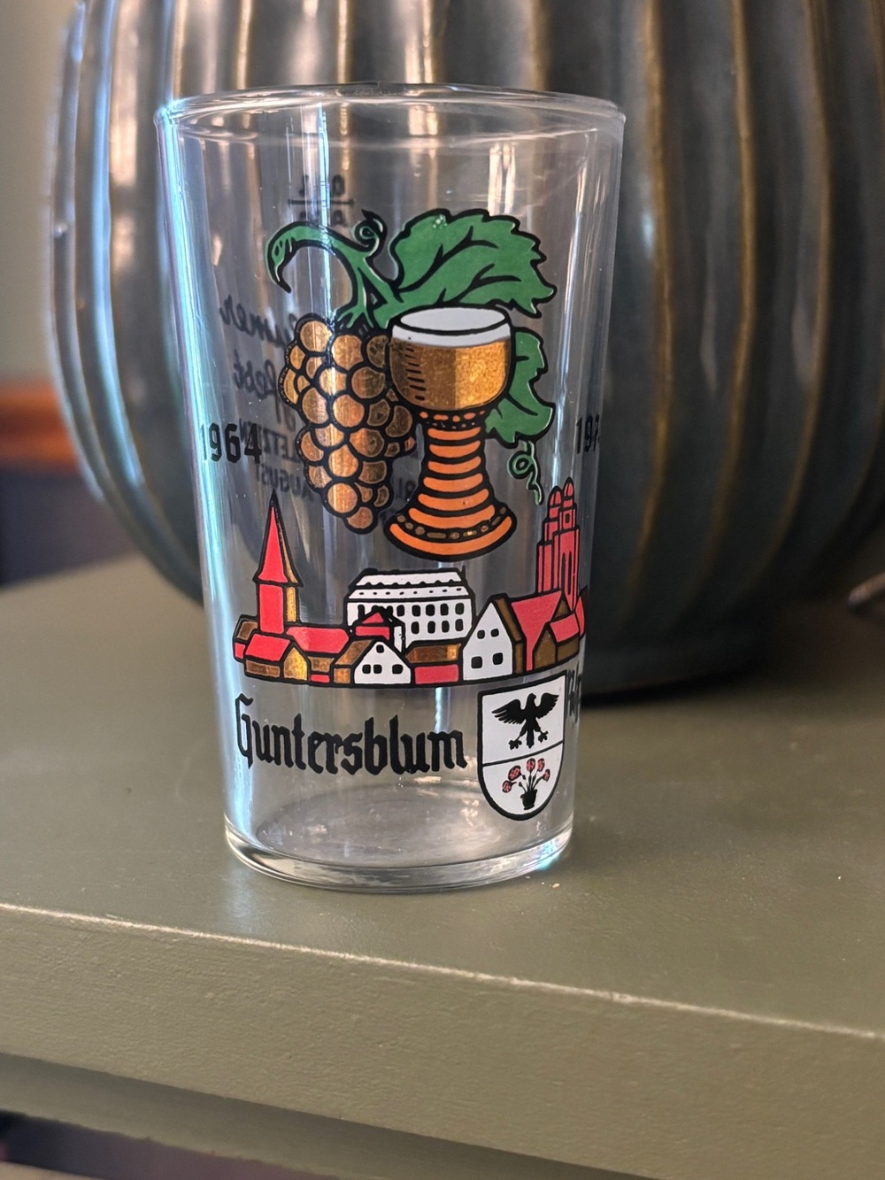 Vintage Guntersblum Germany Souvenier Glass 1964